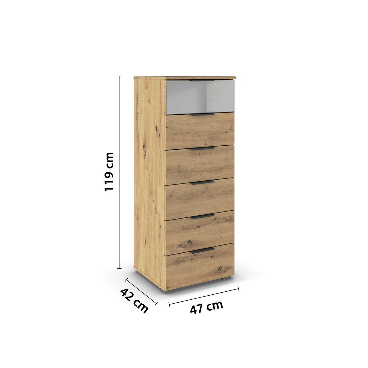 KOMMODE 47/119/42 cm  in  - Alufarben, Modern, Glas/Holzwerkstoff (47/119/42cm) - Rauch Möbel