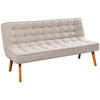 SITZBANK 183/90/79 cm Webstoff Champagner Eiche vollmassiv  - Champagner/Eichefarben, Design, Holz/Textil (183/90/79cm) - Linea Natura