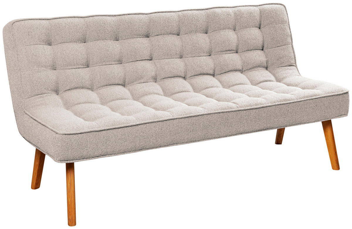 SITZBANK 183/90/79 cm Webstoff Champagner Eiche vollmassiv  - Champagner/Eichefarben, Design, Holz/Textil (183/90/79cm) - Linea Natura