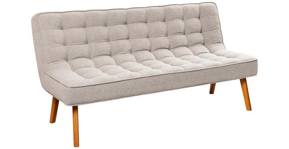 SITZBANK 183/90/79 cm Webstoff Champagner Eiche vollmassiv  - Champagner/Eichefarben, Design, Holz/Textil (183/90/79cm) - Linea Natura