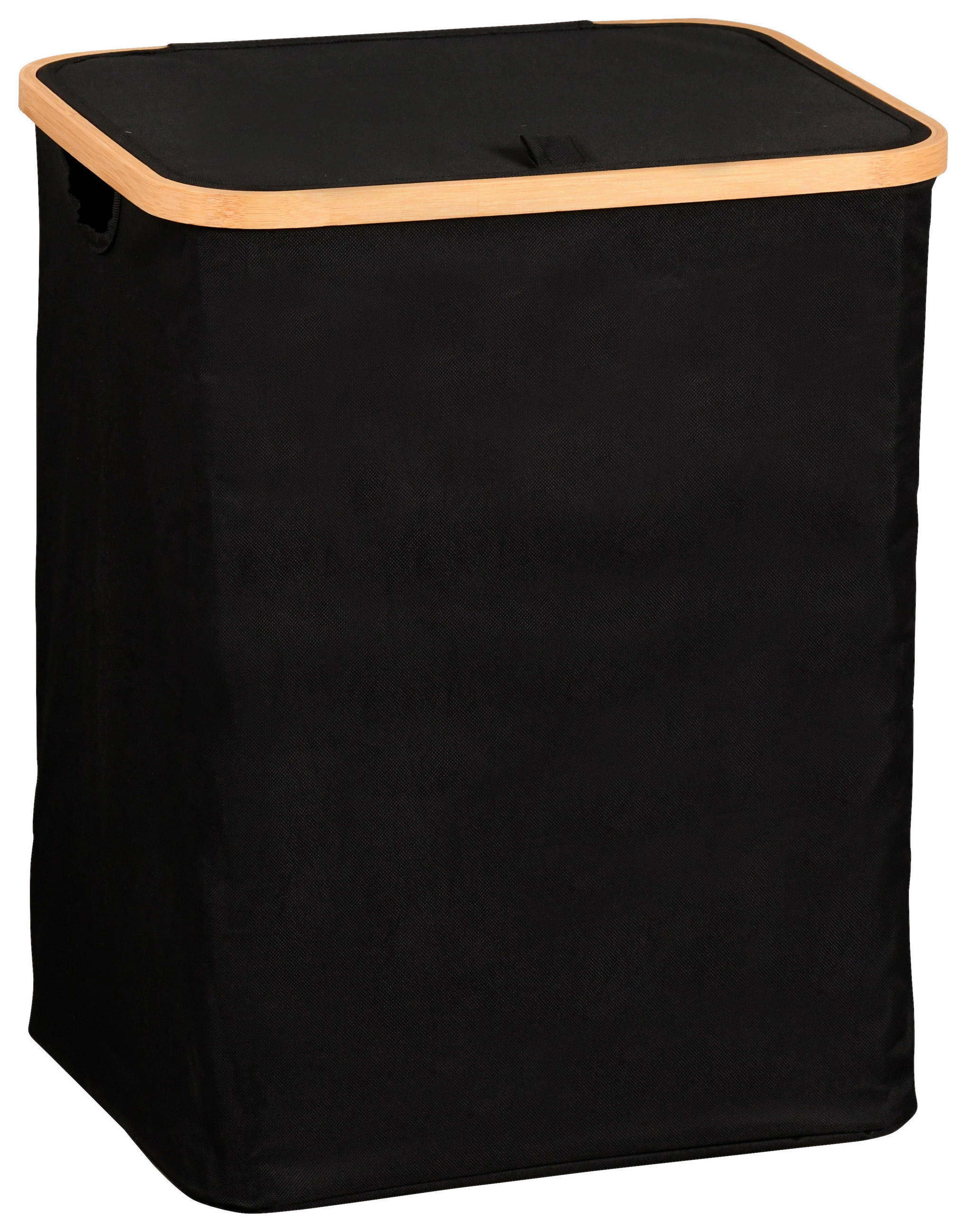 WÄSCHESACK - Schwarz/Naturfarben, Basics, Holz/Textil (41/50/33cm) - Kesper