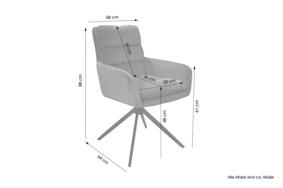 ARMLEHNSTUHL-SET 2 Stück  in Stahl Cord  - Schwarz/Weiß, Design, Textil/Metall (58/88/64cm) - MID.YOU