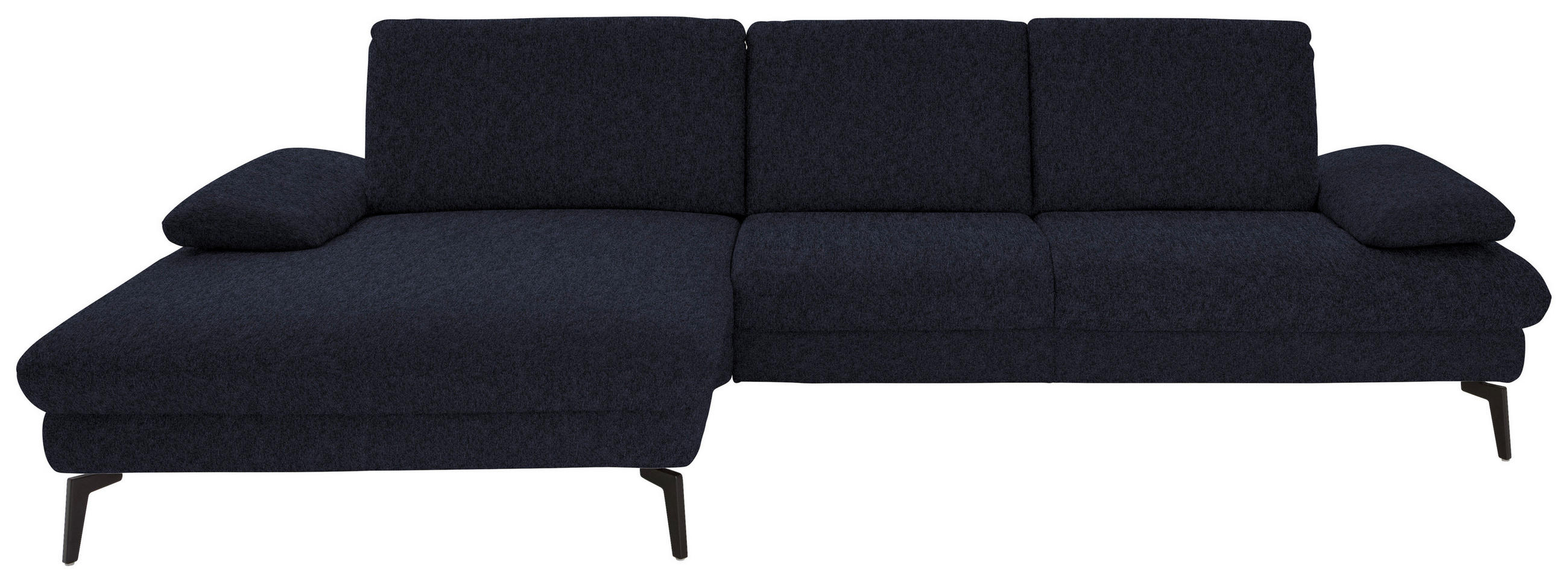 ECKSOFA in Chenille, Mikrofaser Anthrazit  - Anthrazit/Schwarz, Design, Textil/Metall (157/299cm) - Dieter Knoll