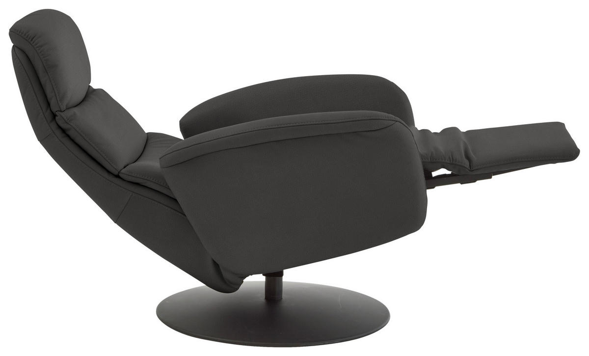 RELAXSESSEL in Leder Dunkelgrau  - Dunkelgrau/Schwarz, Design, Leder/Metall (76/108/86cm) - Dieter Knoll