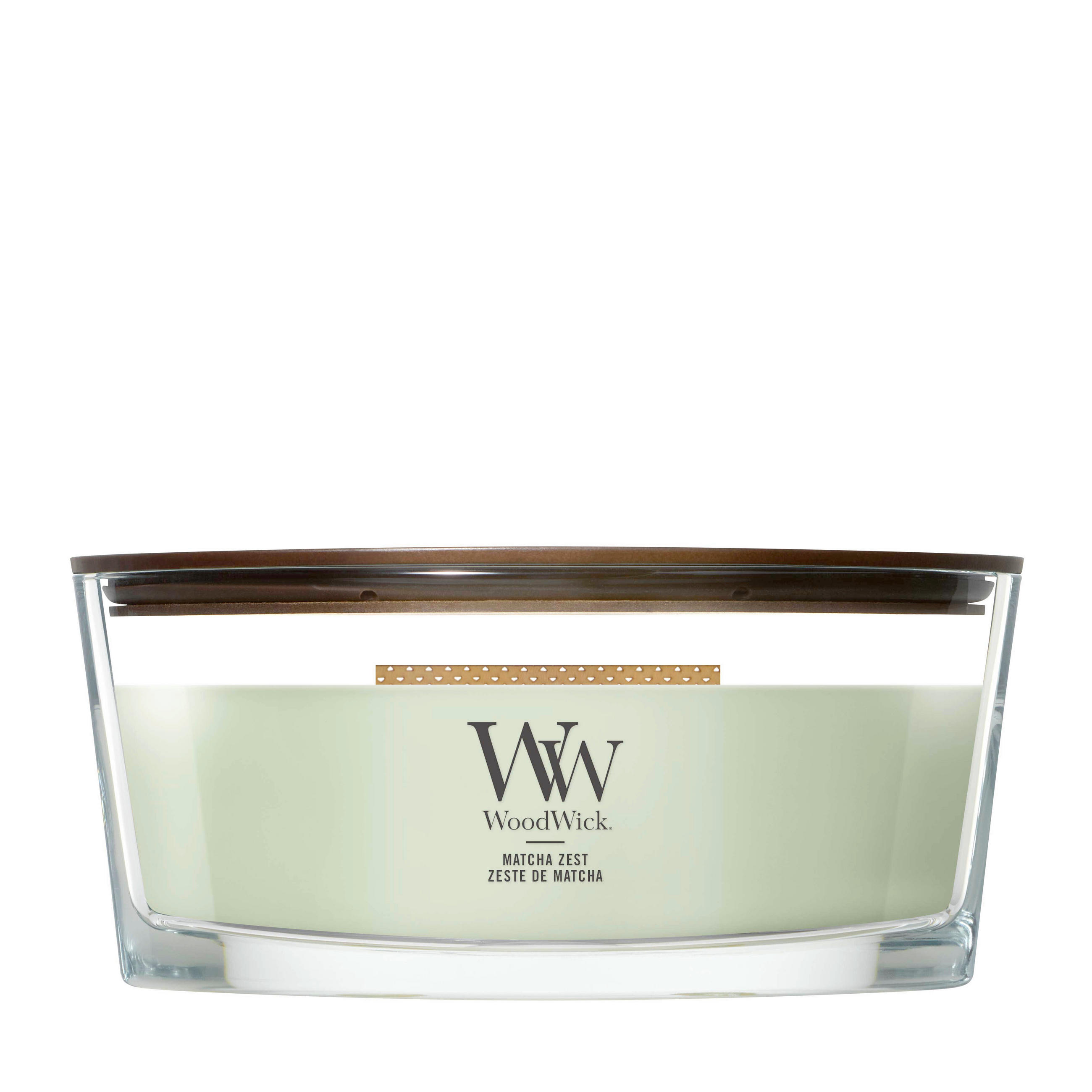 MIRISNA SVEĆA  žalfijazelena  - žalfijazelena, Osnovno, staklo/drvo (12/9/19cm) - WoodWick