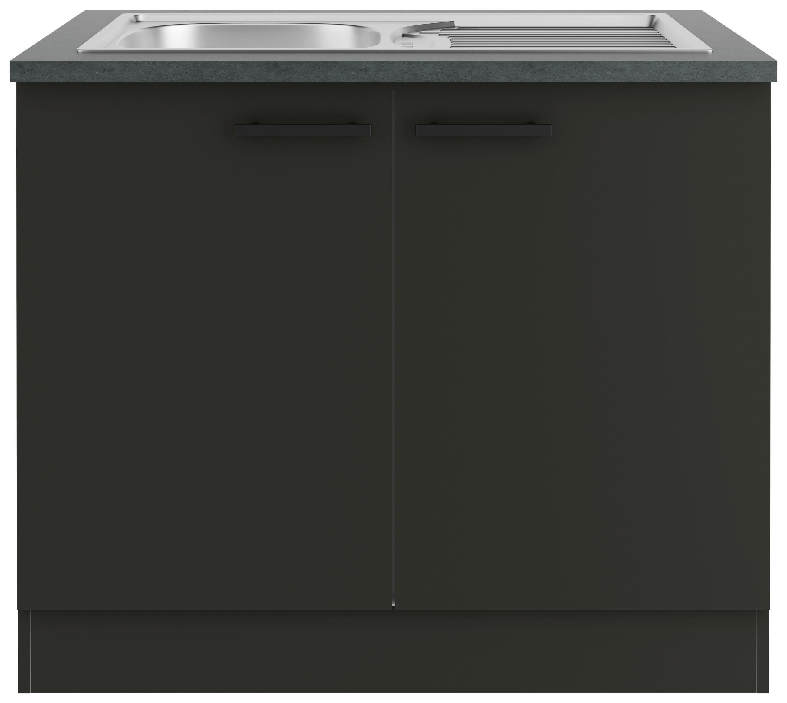 SPÜLENUNTERSCHRANK 100/84,8/60 cm  in Anthrazit  - Anthrazit/Schwarz, Basics, Holzwerkstoff/Metall (100/84,8/60cm) - Optifit
