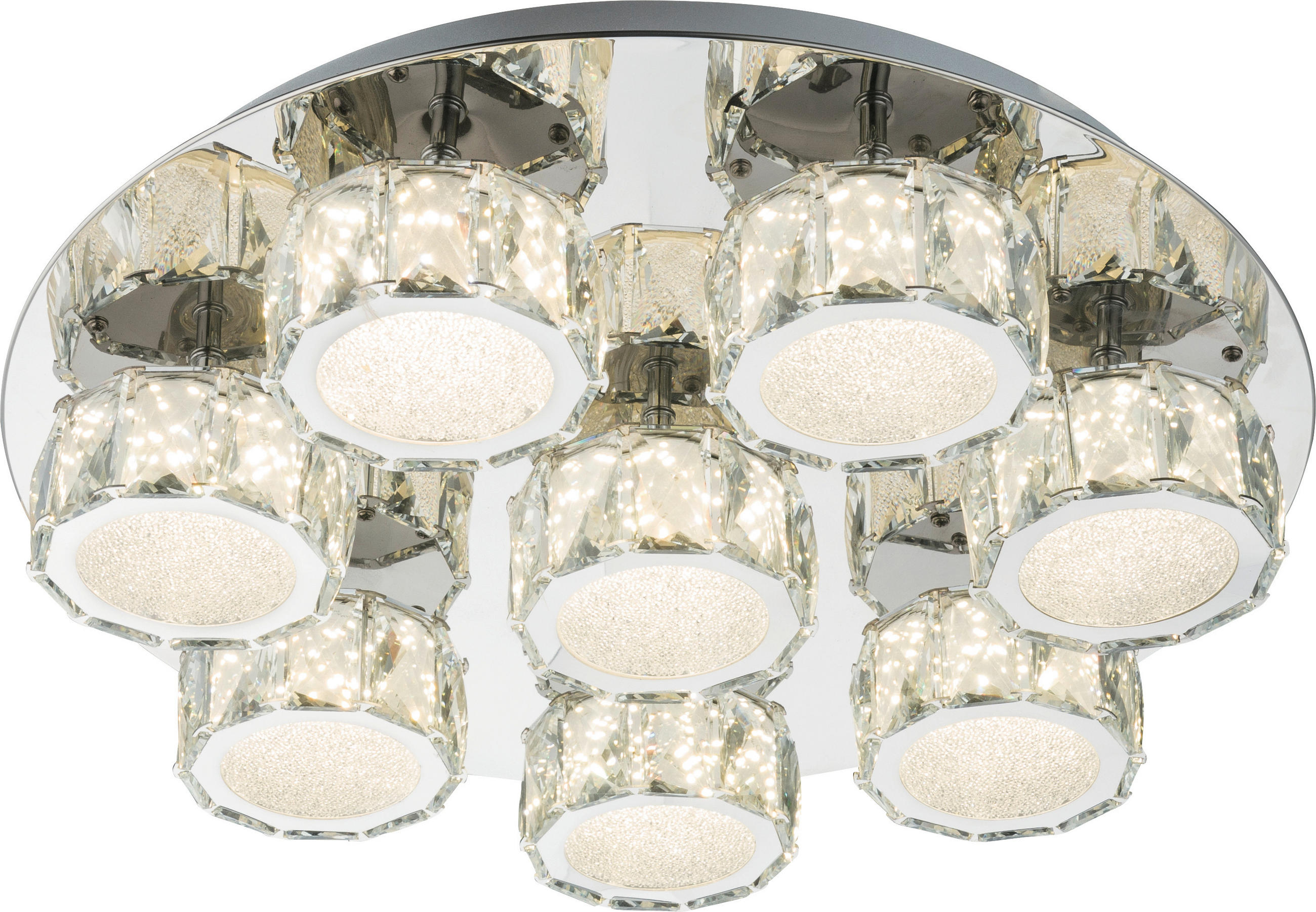 LED MENNYEZETI LÁMPA - krómszínű, Design, Üveg/fém (50/11cm)