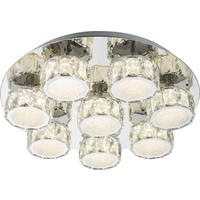 LED MENNYEZETI LÁMPA - krómszínű, Design, Üveg/fém (50/11cm)