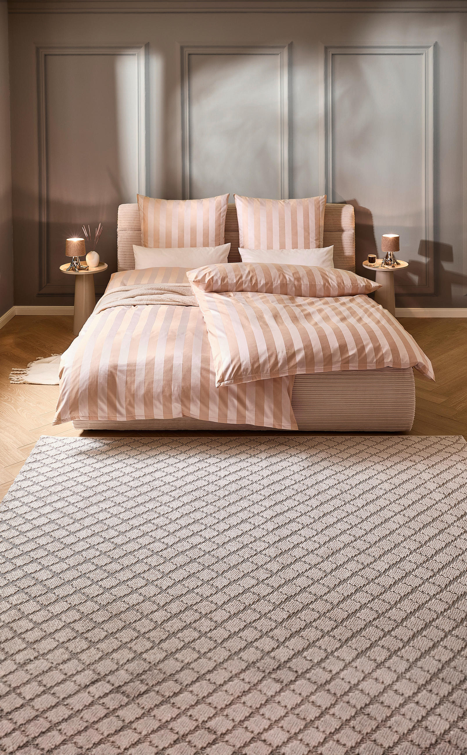 BETTWÄSCHEN-SET Damast 135/200 cm  - Hellbraun/Grauweiß, Design, Textil (135/200cm) - Curt Bauer