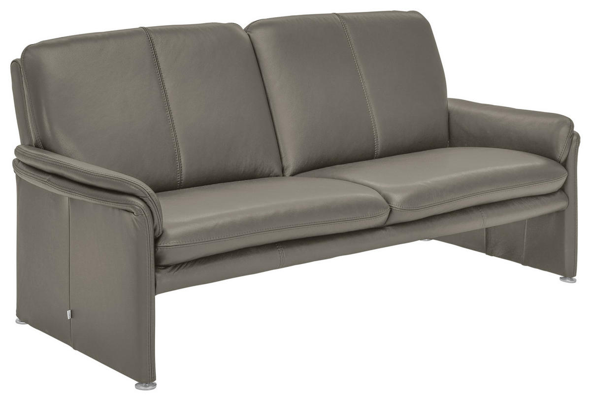 2-SITZER-SOFA Grau Echtleder  - Chromfarben/Grau, KONVENTIONELL, Leder/Metall (158/90/86cm) - Celina Home