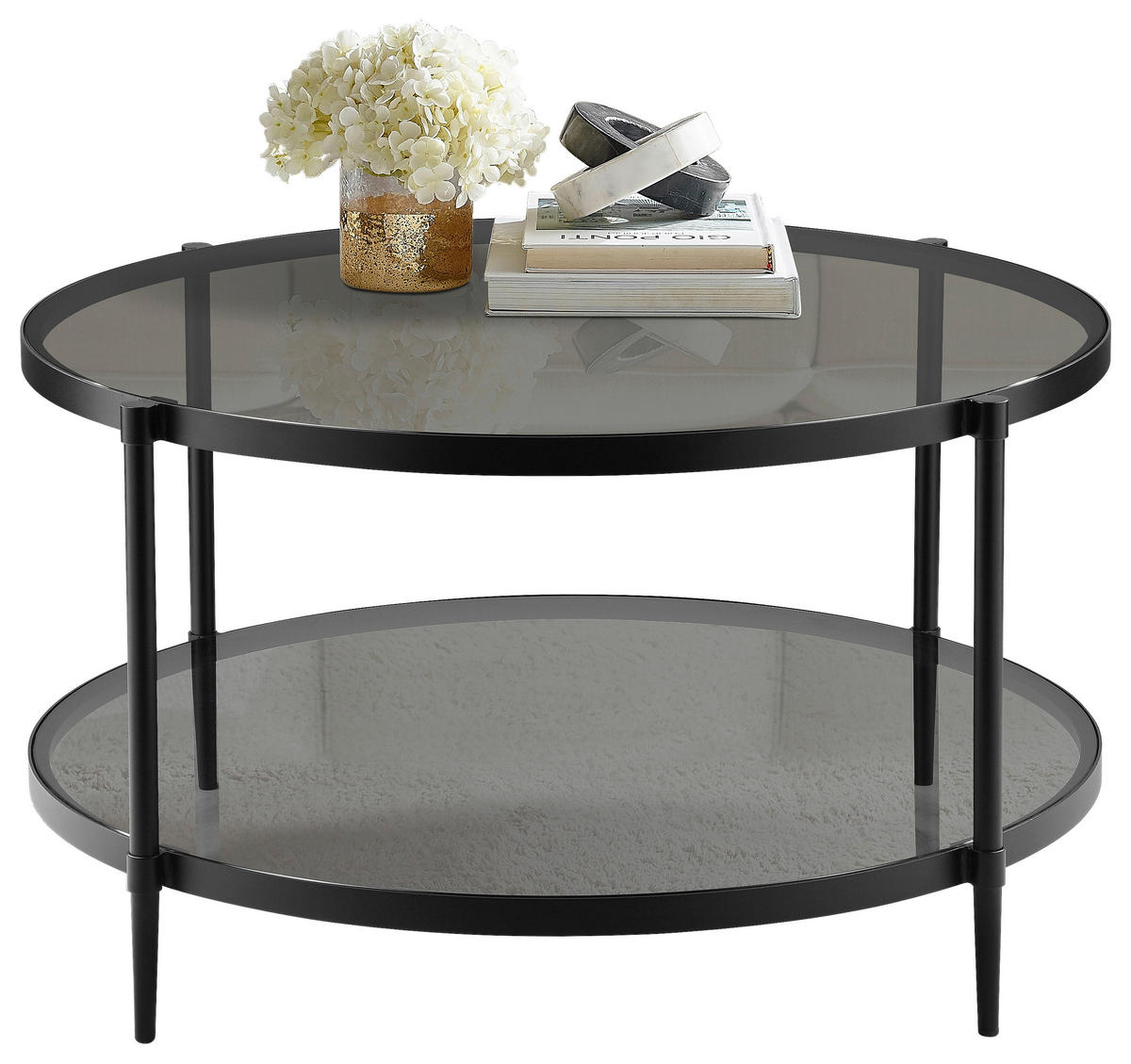 COUCHTISCH in Metall, Glas 80/80/42,5 cm  - Schwarz/Grau, Modern, Glas/Metall (80/80/42,5cm) - Carryhome
