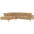 ECKSOFA Hellbraun Chenille Kopfteilverstellung, Sitztiefenverstellung  - Hellbraun/Schwarz, Design, Textil/Metall (243/307cm) - Xora