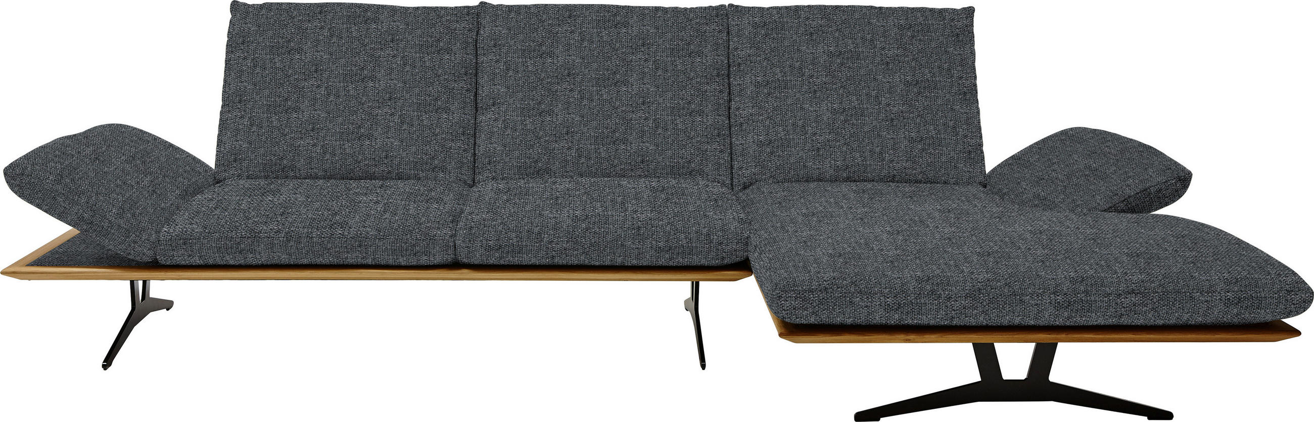 ECKSOFA in Flachgewebe Dunkelgrau  - Dunkelgrau/Schwarz, Design, Holz/Textil (314/159cm) - Dieter Knoll