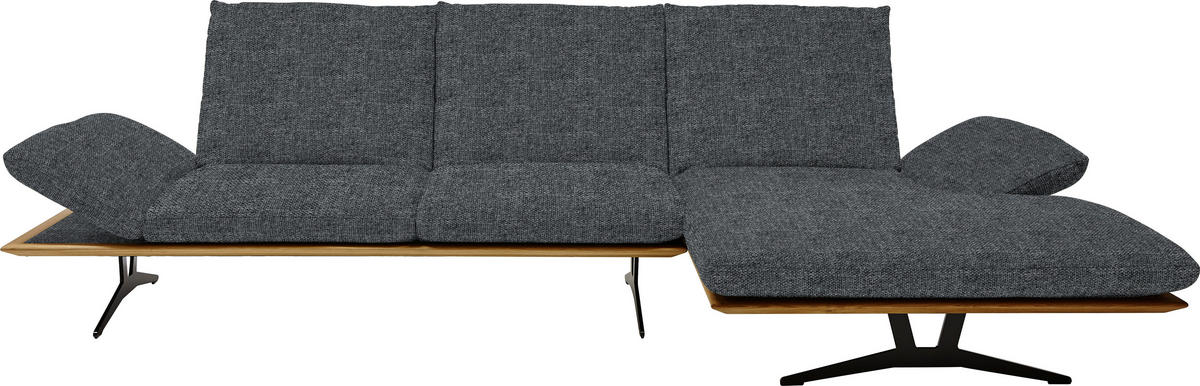 ECKSOFA in Flachgewebe Dunkelgrau  - Dunkelgrau/Schwarz, Design, Holz/Textil (314/159cm) - Dieter Knoll