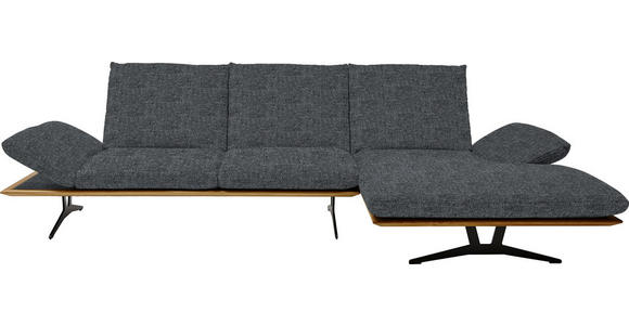 ECKSOFA in Flachgewebe Dunkelgrau  - Dunkelgrau/Schwarz, Design, Holz/Textil (314/159cm) - Dieter Knoll