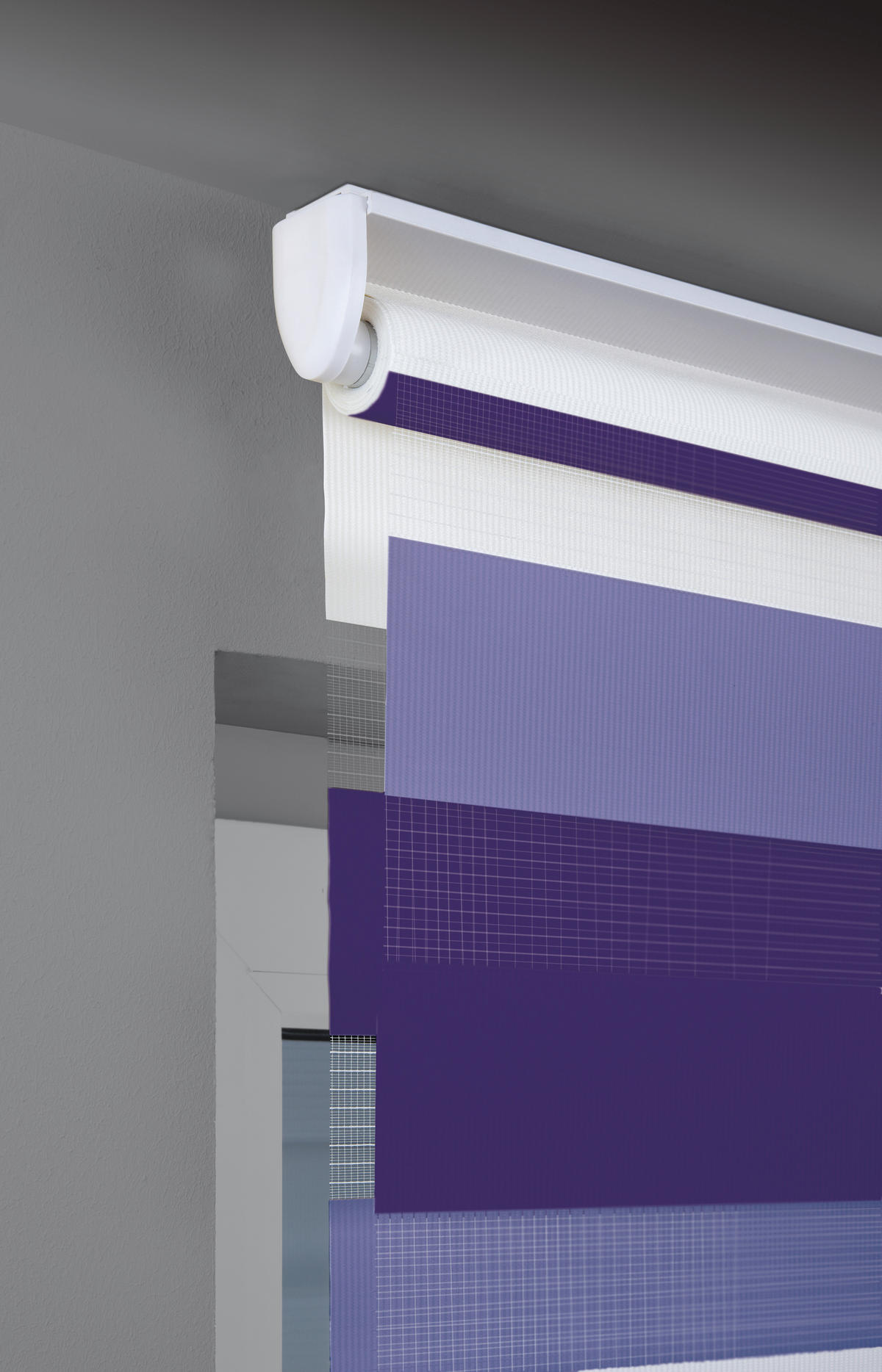 DOPPELROLLO  halbtransparent   60/160 cm   - Violett/Weiß, Basics, Textil (60/160cm)