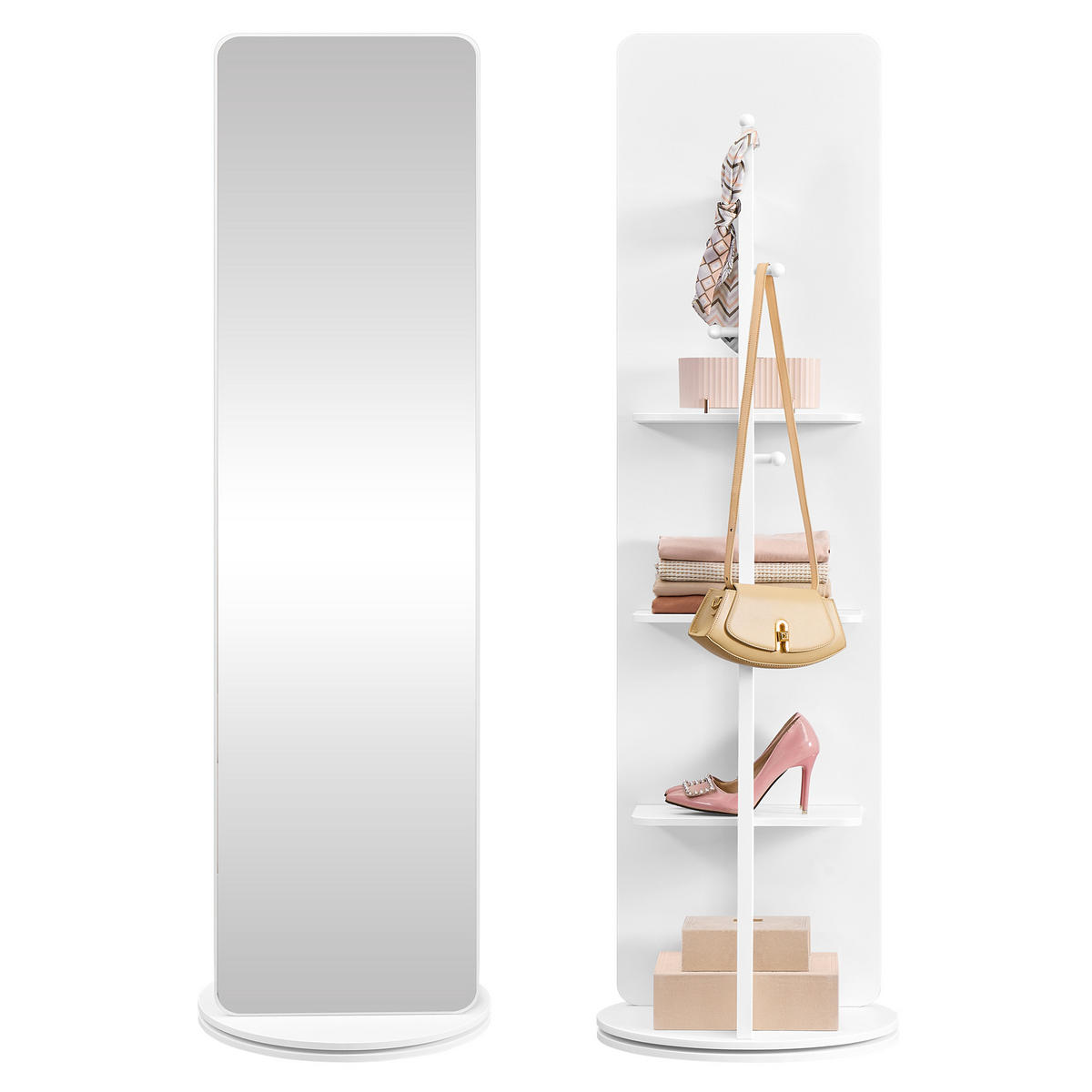 STANDSPIEGEL 45/163/45 cm  - Weiß, Trend, Glas/Holzwerkstoff (45/163/45cm) - Boxxx