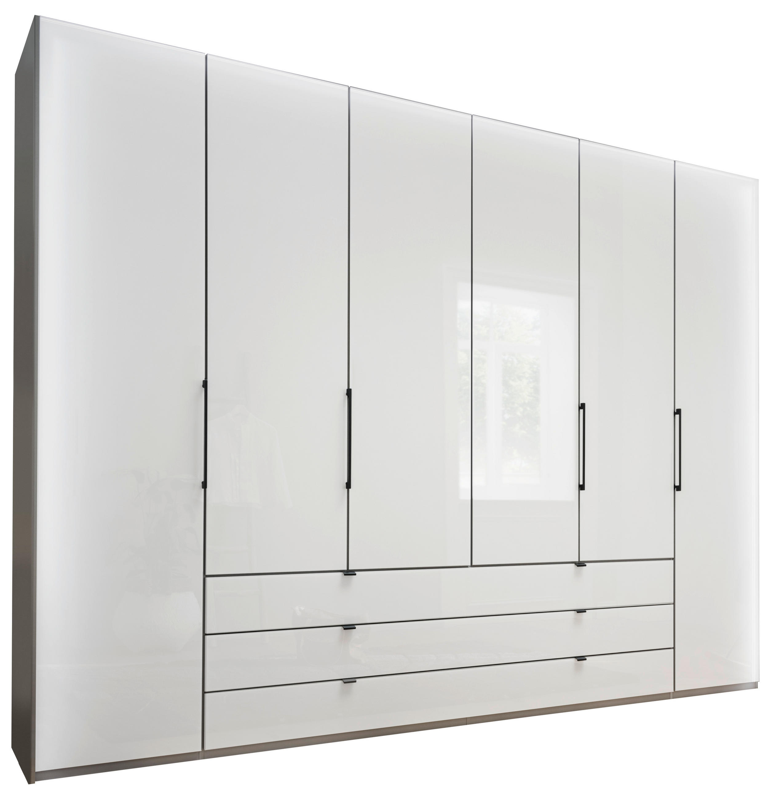 KOMBISCHRANK in Grau, Weiss - Schieferfarben/Weiss, Konventionell, Glas/Holzwerkstoff (300/216/58cm) - Novel
