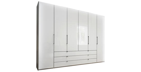 KLEIDERSCHRANK 300/216/58 cm 6-türig  - Schieferfarben/Weiß, KONVENTIONELL, Glas/Holzwerkstoff (300/216/58cm) - Novel