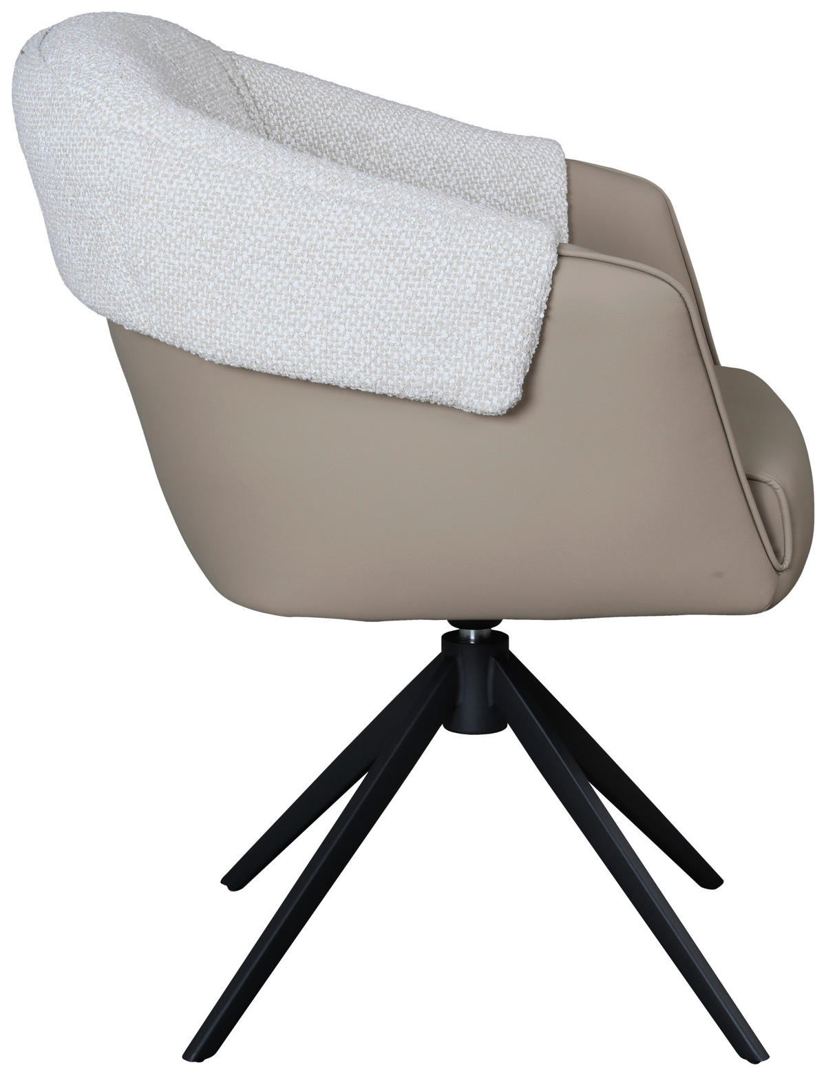 ARMLEHNSTUHL  Sitzfläche 360° drehbar, automatische Rückholfunktion Lederlook, Leinenoptik  Greige, Schwarz  - Greige/Schwarz, Design, Textil/Metall (68,5/83/65,5cm) - Carryhome