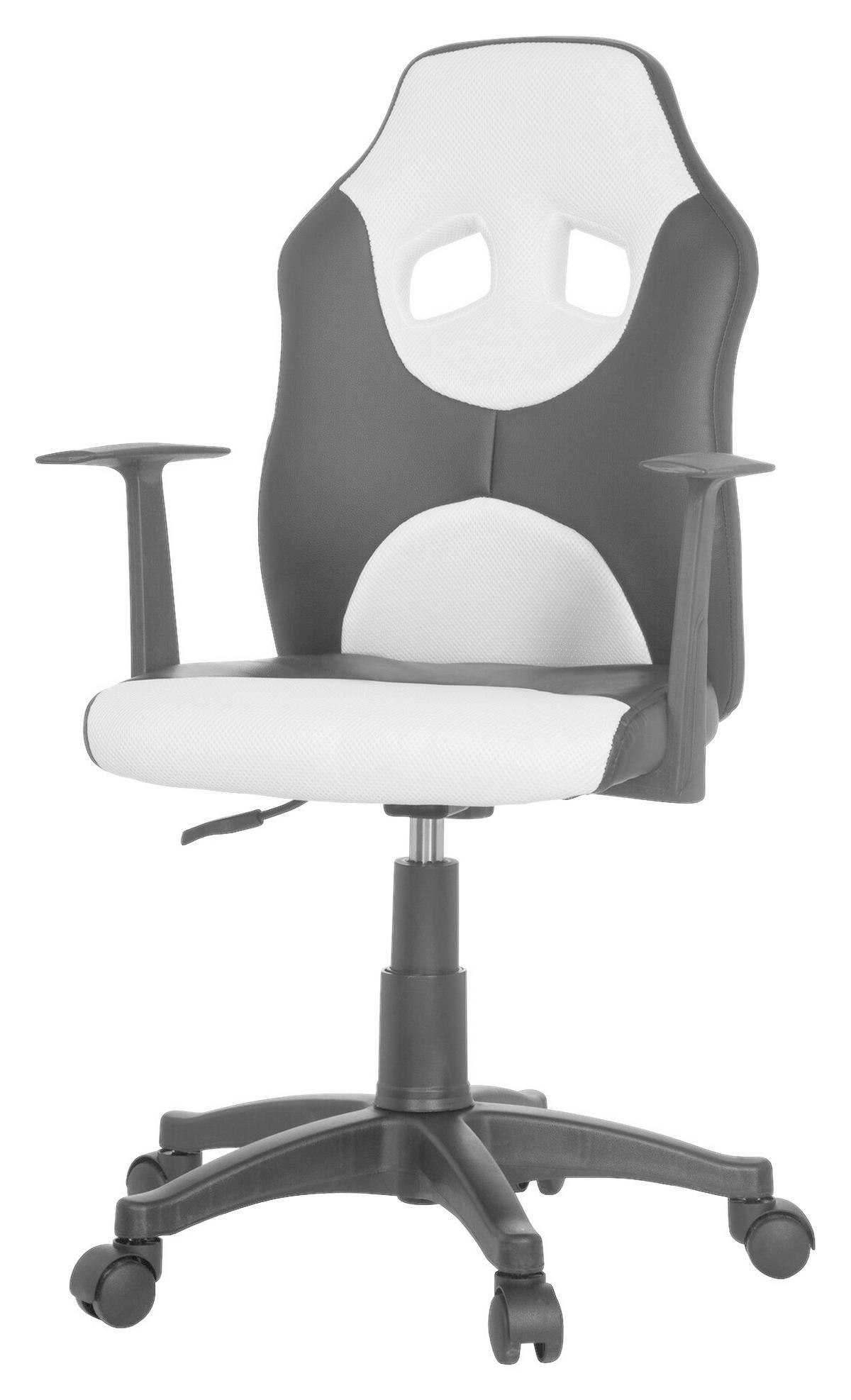 JUGENDDREHSTUHL Schwarz, Weiß  - Schwarz/Weiß, Basics, Kunststoff (54/90-100/48cm) - MID.YOU