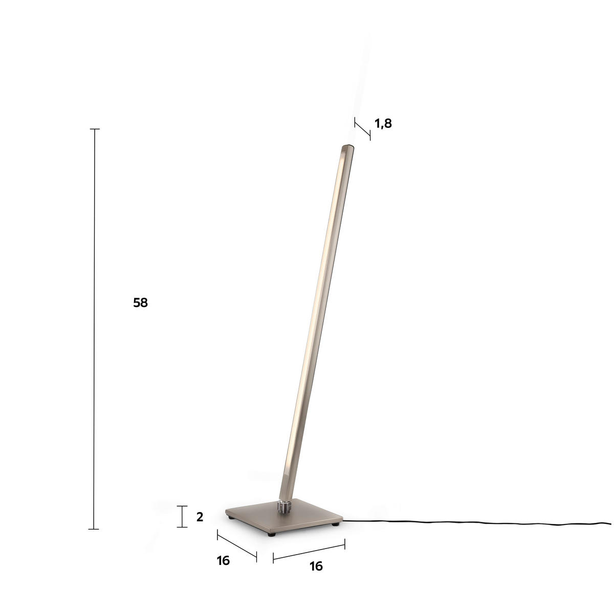 LED-STEHLEUCHTE Mia 58/16/16 cm  - Schwarz/Nickelfarben, Basics, Metall (58/16/16cm) - Ambiente