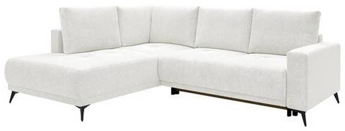 ECKSOFA RAFAEL Weiß Struktur Rückenkissen, Bettkasten  - Schwarz/Weiß, Design, Textil/Metall (218/269cm) - P & B