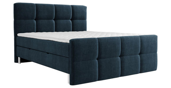 BOXBETT 180/200 cm in Blau, Dunkelblau - Chromfarben/Blau, MODERN, Holz/Holzwerkstoff (180/200cm) - Esposa