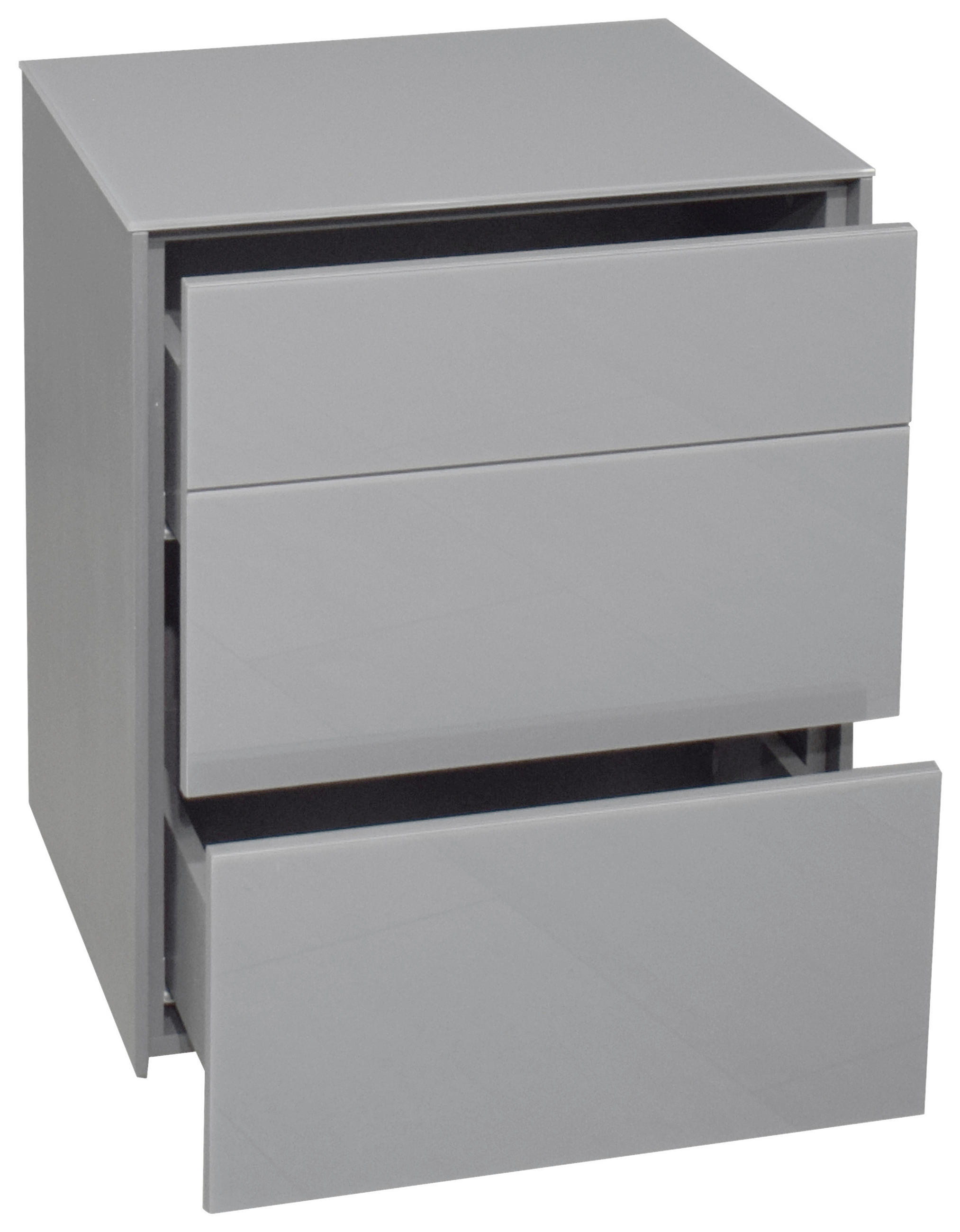 NACHTSCHRANK 52/63/42 cm - Hellgrau/Schwarz, Design, Glas/Holzwerkstoff (52/63/42cm) - Novel