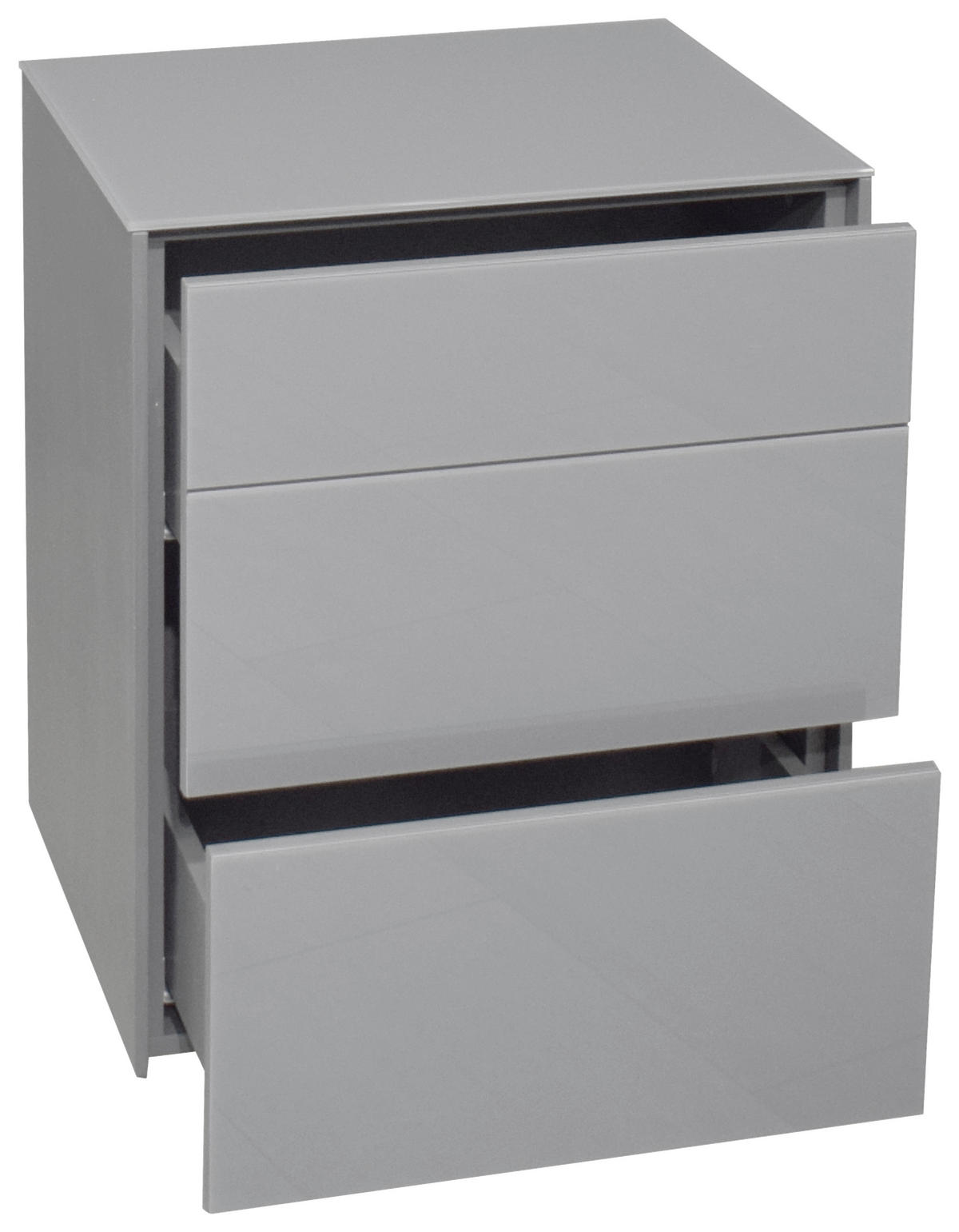NACHTSCHRANK 52/63/42 cm  - Hellgrau/Schwarz, Design, Glas/Holzwerkstoff (52/63/42cm) - Novel