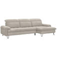 ECKSOFA in Flachgewebe Beige  - Beige/Schwarz, LIFESTYLE, Textil/Metall (310/180cm) - Valnatura