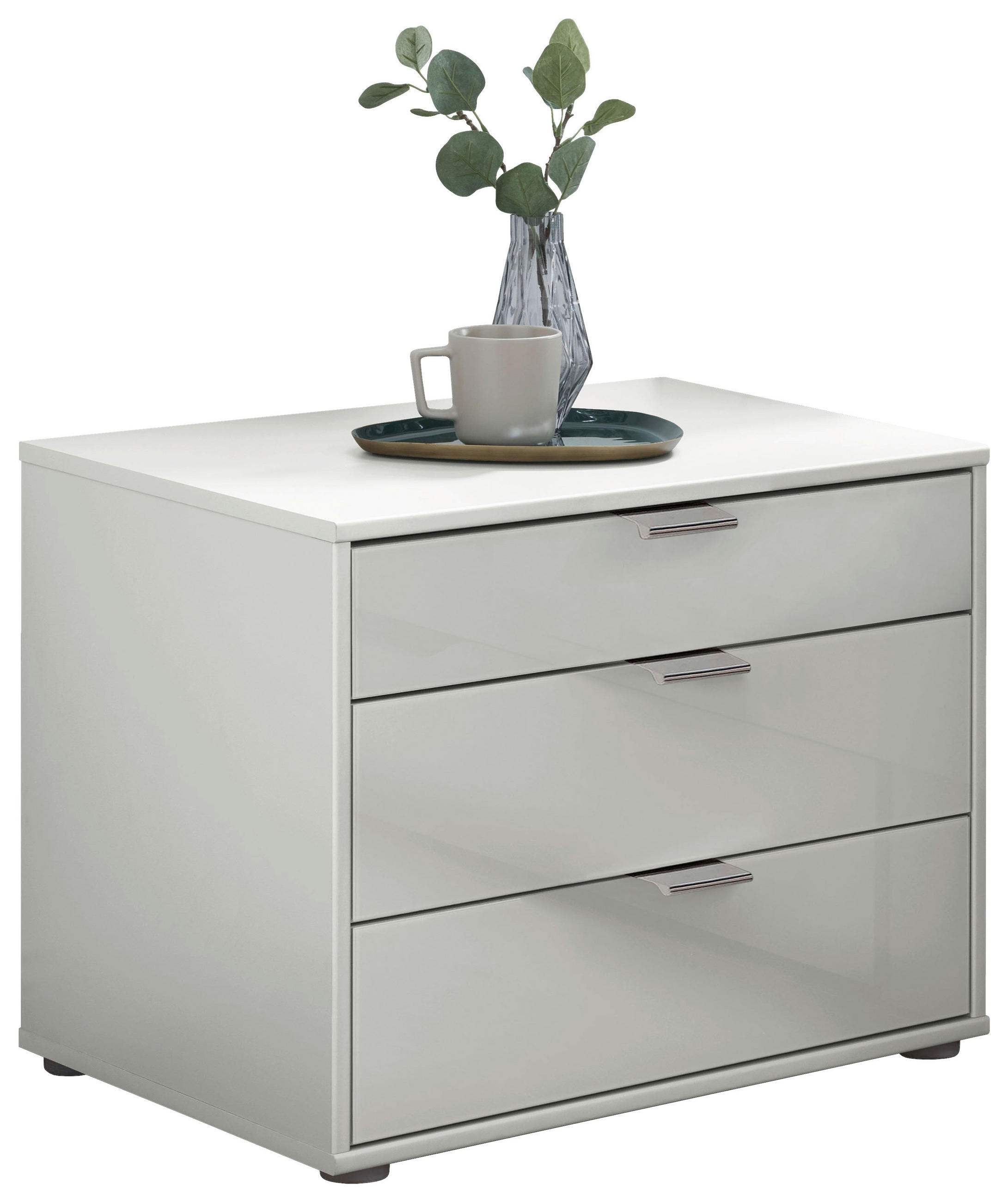 ÉJJELISZEKRÉNY fehér  - krómszínű/fekete, Konventionell, faalapú anyag/üveg (60/48/43cm) - Dieter Knoll