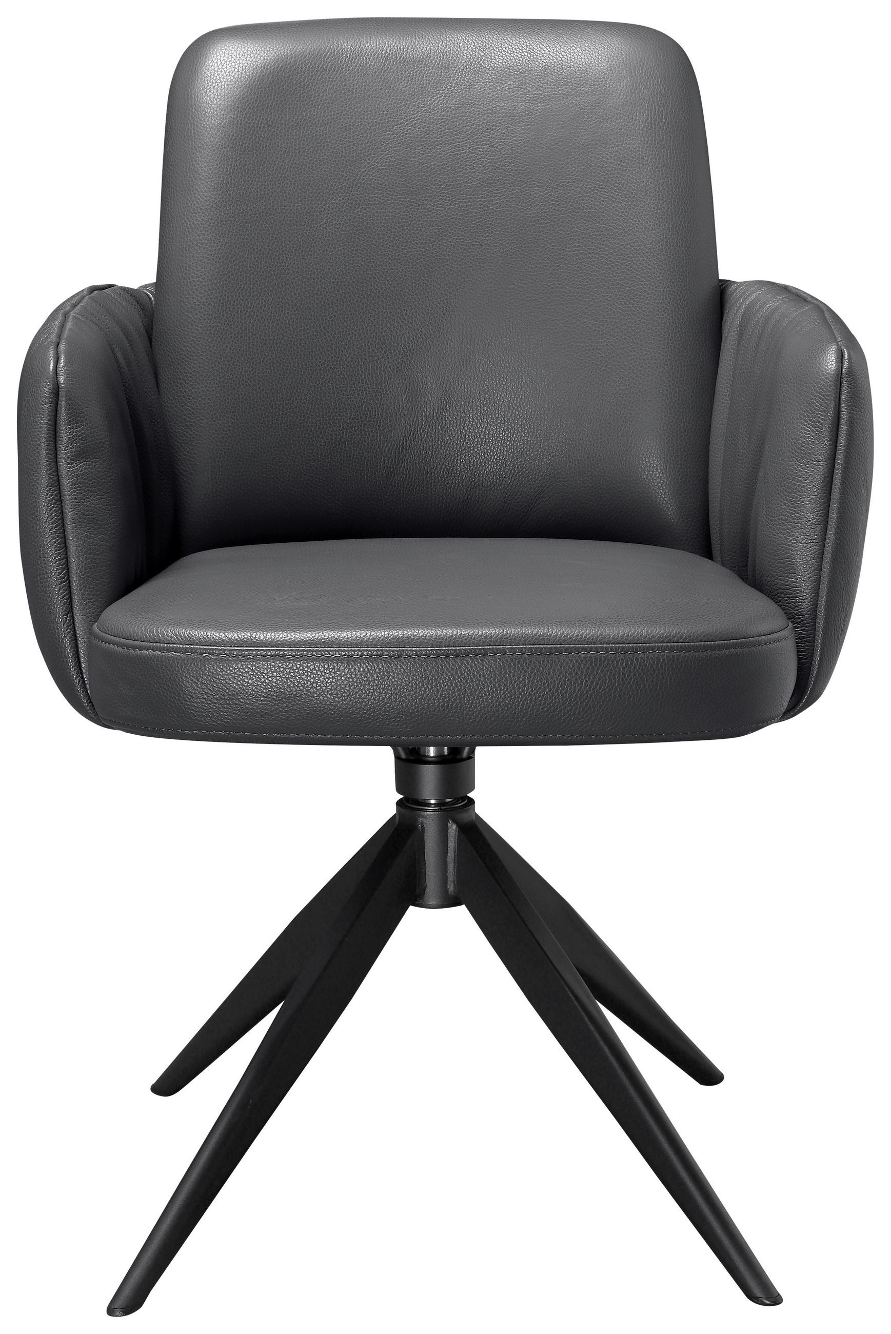 STOL MED ARMSTÖD järn äkta läder pigmenterad  - svart/antracit, Design, metall/läder (59/85/62cm) - Niels Andersson
