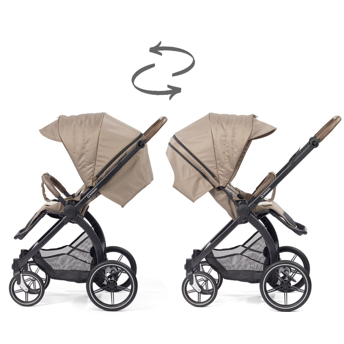 KOMBIKINDERWAGEN FX4 Swing Set  - Schwarz/Braun, Basics, Metall (100/55/130cm) - Gesslein