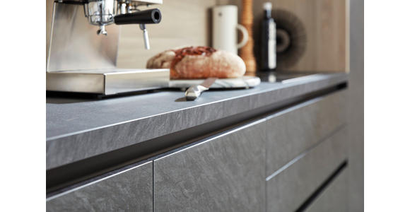 EINBAUKÜCHE   - Schieferfarben/Eschefarben, Basics, Holzwerkstoff - Novel