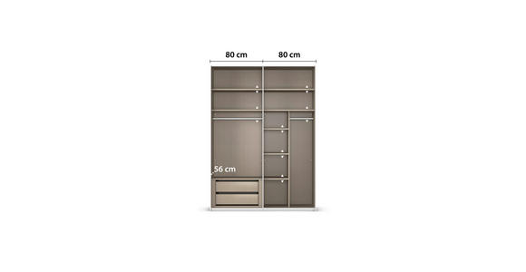 SCHWEBETÜRENSCHRANK 2-türig Weiß - Beige/Hellgrau, Design, Glas/Holzwerkstoff (162/223/68cm) - Novel
