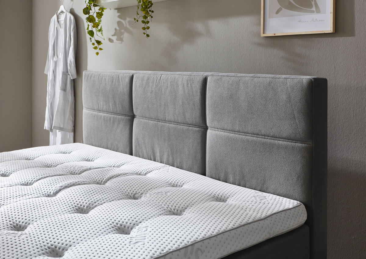 BOXSPRINGBETT 180/200 cm  in Grau  - Eichefarben/Grau, Konventionell, Holz/Textil (180/200cm) - Carryhome