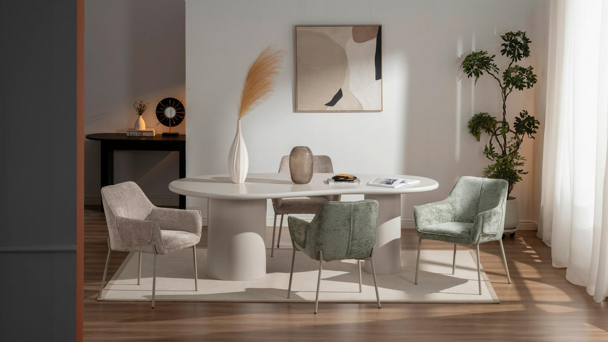 ARMLEHNSTUHL  in Eisen Chenille  - Beige, MODERN, Holz/Textil (62/83/62cm) - MID.YOU