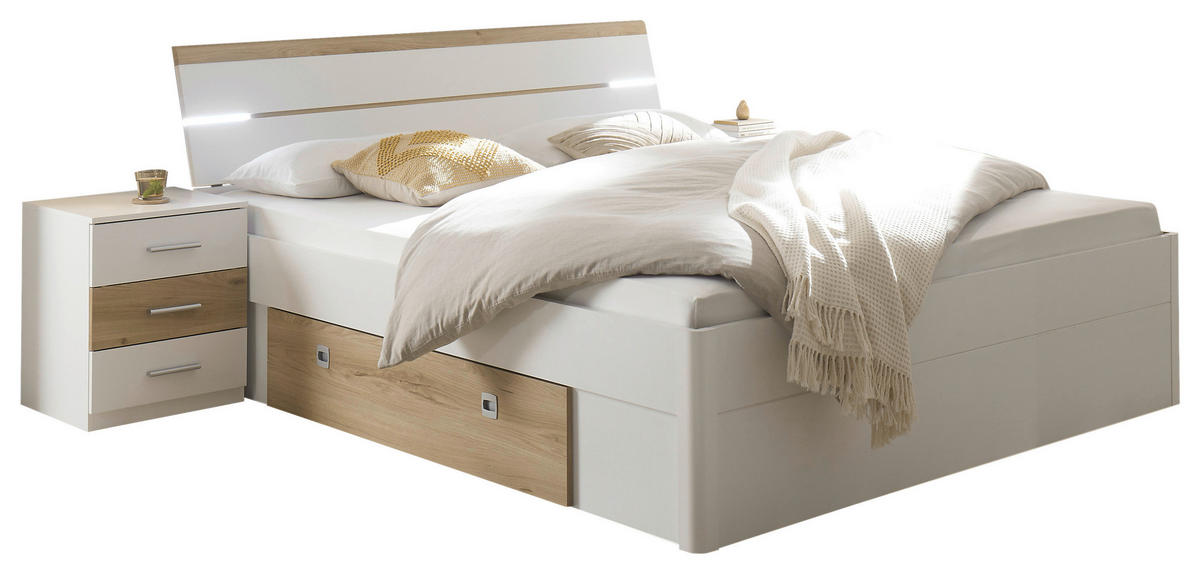 SPALNICA, bela, barve hrasta  - barve hrasta/bela, Moderno, leseni material - Hom`in