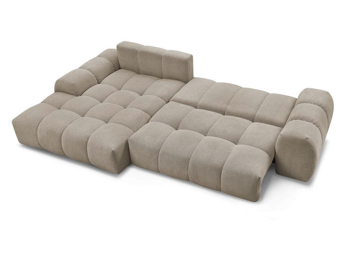 ECKSCHLAFSOFA EVEREST  mit Rücken echt, Armteil links, Armteil rechts Flachgewebe Taupe  - Taupe/Schwarz, MODERN, Kunststoff/Textil (180/318cm) - Livetastic