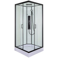 DUSCHKABINE  in Schwarz, Transparent  - Transparent/Schwarz, MODERN, Glas (90/90/225cm) - Sanotechnik