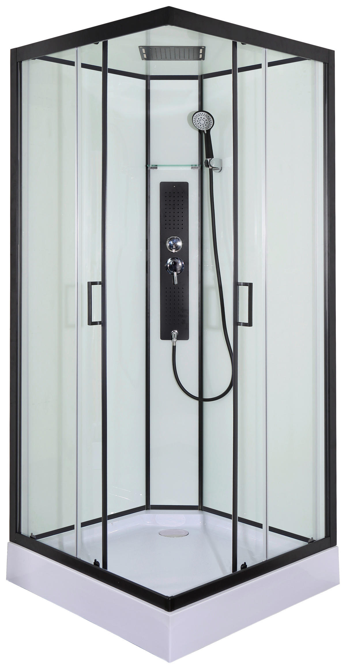 DUSCHKABINE  in Schwarz, Transparent  - Transparent/Schwarz, MODERN, Glas (90/90/225cm) - Sanotechnik