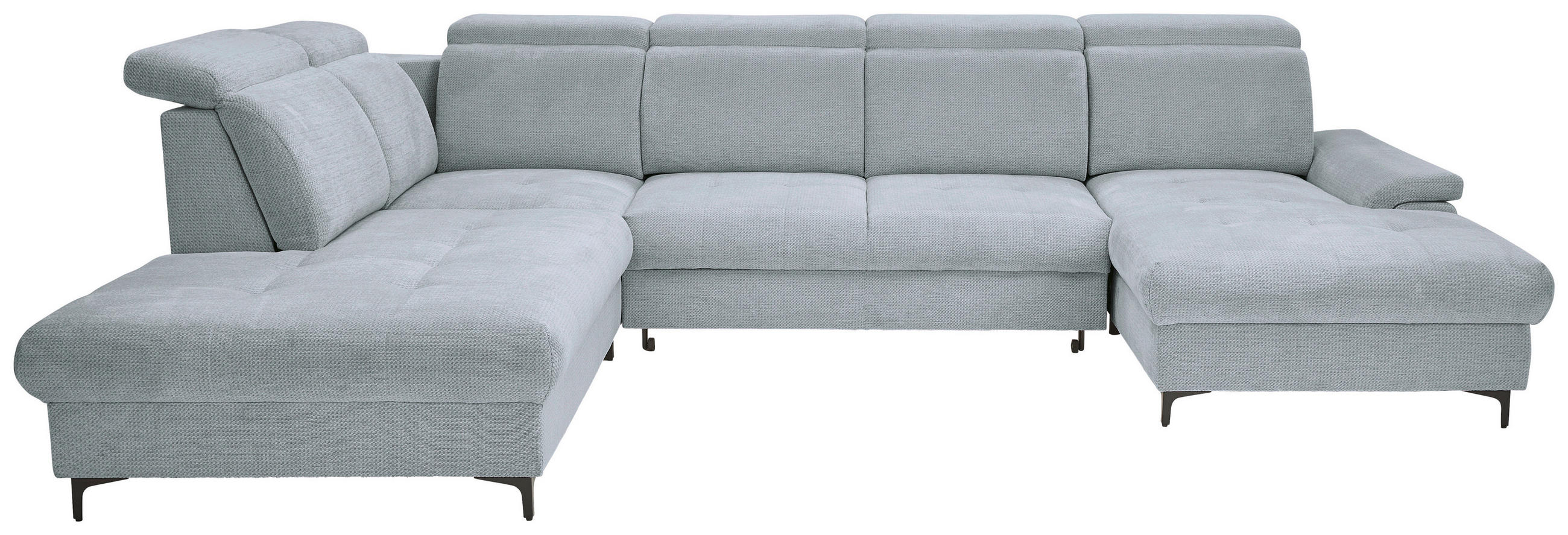 WOHNLANDSCHAFT in Struktur Grau  - Schwarz/Grau, Design, Textil/Metall (270/364/190cm) - Stylife