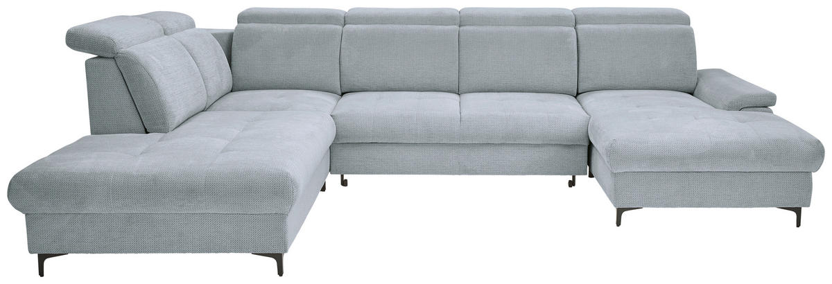 WOHNLANDSCHAFT in Struktur Grau  - Schwarz/Grau, Design, Textil/Metall (270/364/190cm) - Stylife