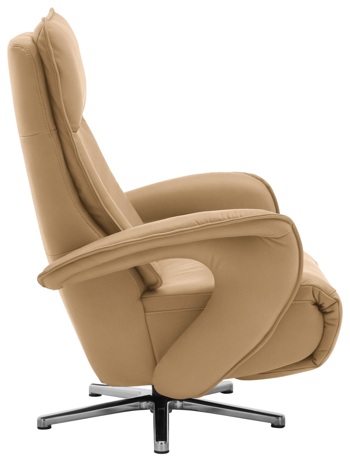 RELAXSESSEL in Leder Honig  - Chromfarben/Honig, Design, Leder/Metall (77/110/87cm) - Valdera