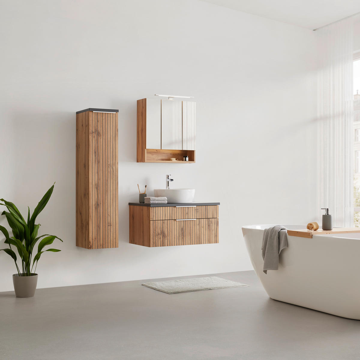 Spiegelschrank Jakarta 60/64/20 cm  - Eiche Wotan, MODERN, Glas/Holzwerkstoff (60/64/20cm) - Held