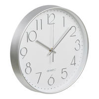 WANDUHR Lalibela Wall clock Silberfarben, Weiß 30/30/4,5 cm  - Silberfarben/Weiß, Basics, Glas/Kunststoff (30/30/4,5cm)