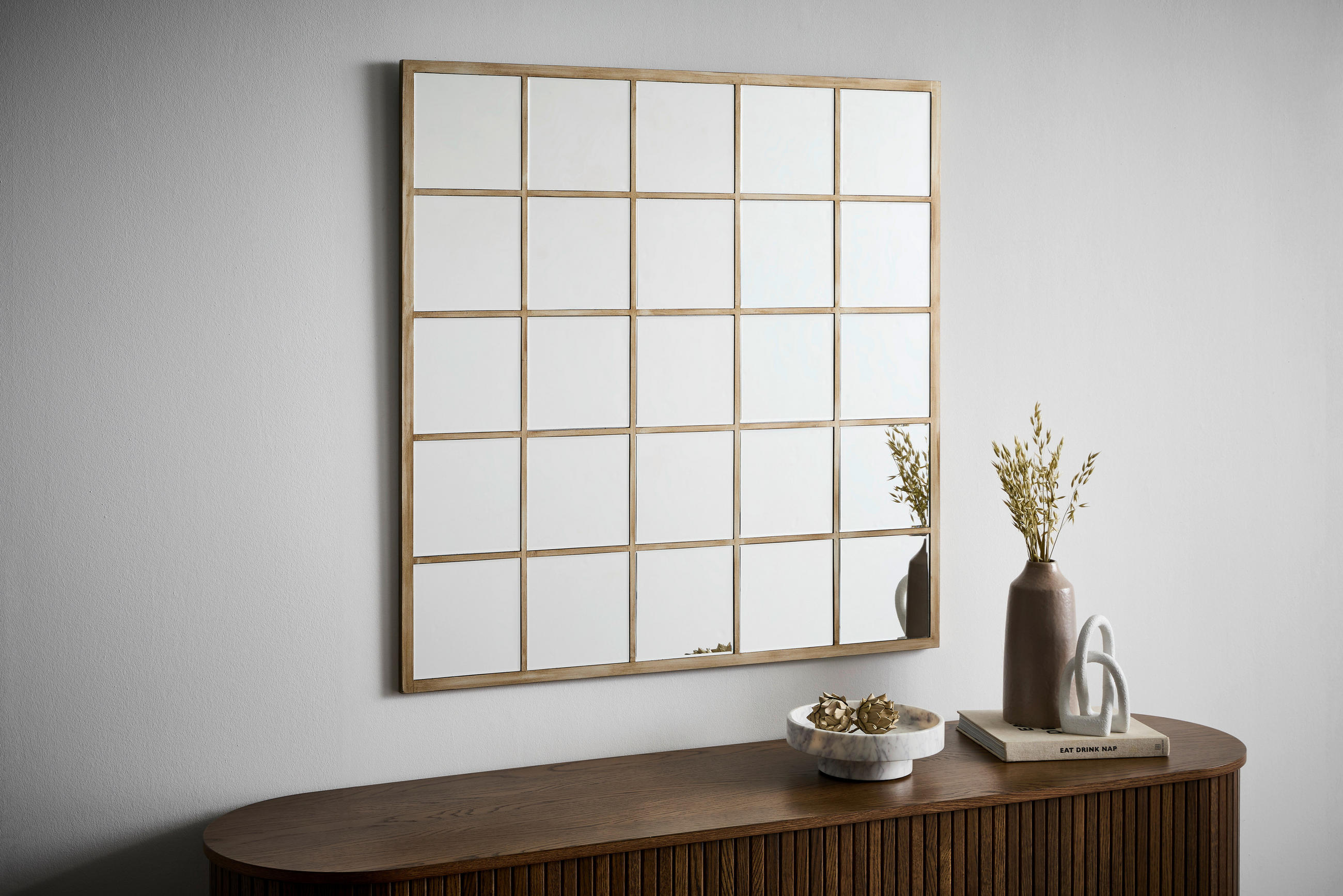 WANDSPIEGEL 100/100/1,5 cm    in quadratisch  - Klar/Goldfarben, Design, Glas/Holzwerkstoff (100/100/1,5cm) - MID.YOU