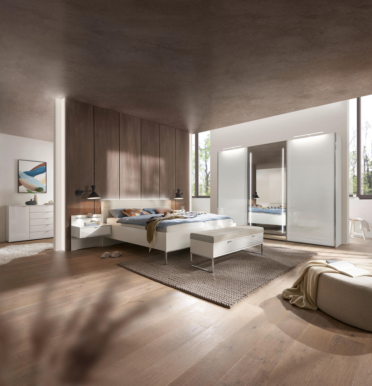 BETTANLAGE - Champagner/Weiß, Design, Glas/Textil (180/200cm) - Dieter Knoll
