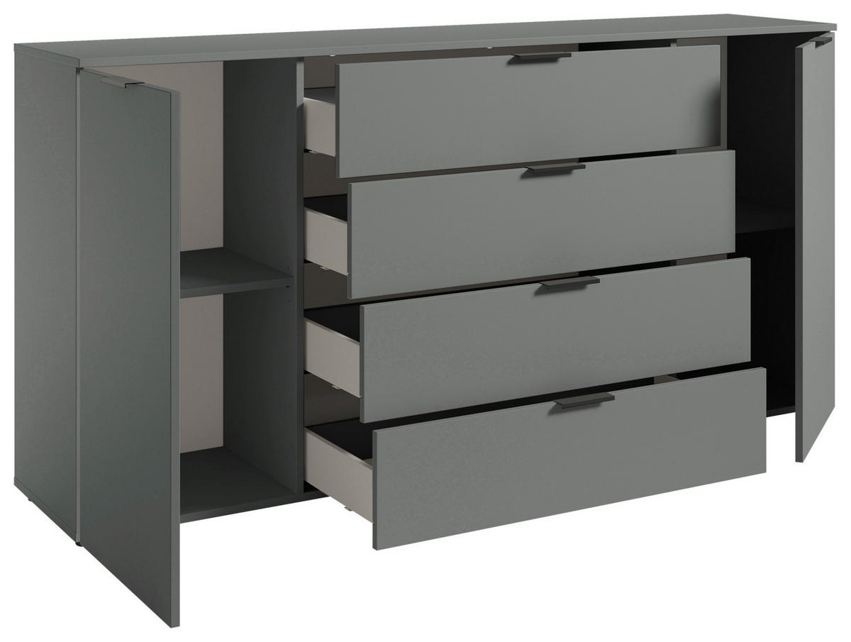KOMODA S VRATIMA - žalfijazelena/crna, Osnovno, pločasti materijal/plastika (180/90/40cm) - Xora